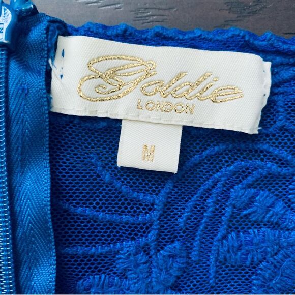 Goldie London Sexy Royal Blue See-Through Lace Bodycon Cocktail Dress | Size: M - Picture 7 of 8